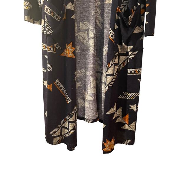 LuLaroe Lightweat Open Sweater Duster Large Blue Southwestern Aztec Print - Picture 3 of 10